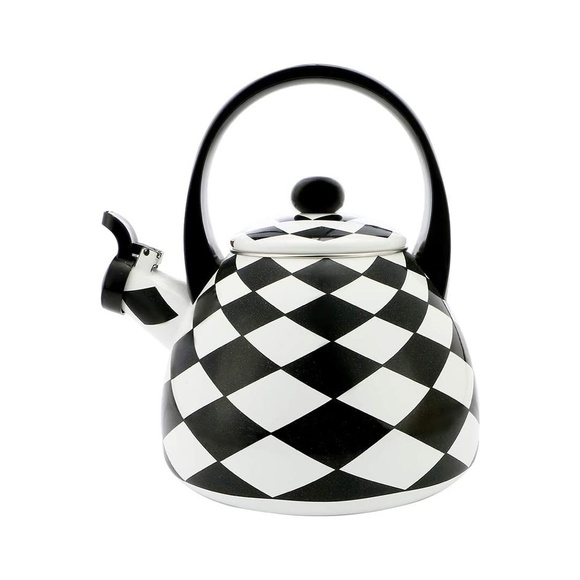 COPY - Whistling Tea Kettle for Stove Top Black Diamond Checher Decor Enamel on… - Picture 4 of 10
